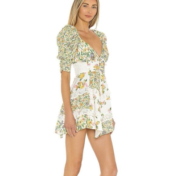 For Love and Lemons Rosalyn Mini Dress in Green Size S - Picture 2 of 16